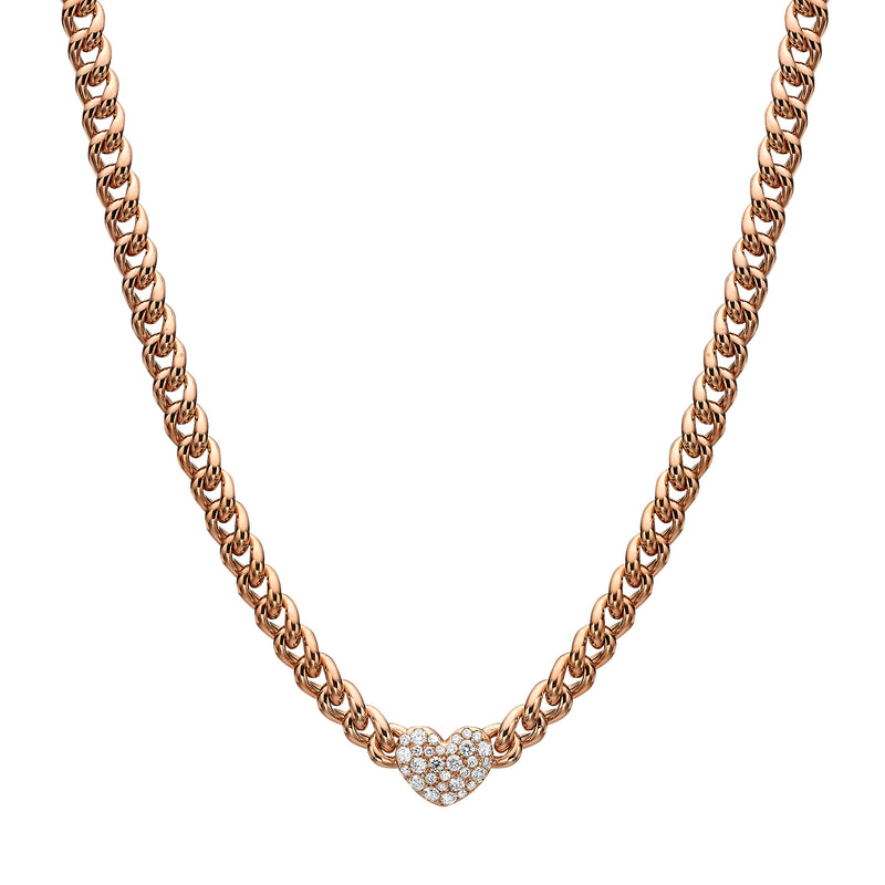 Heart Pave Chain Link Necklace zoomed