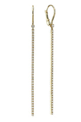 Long Diamond bar Earrings yellow gold 18K