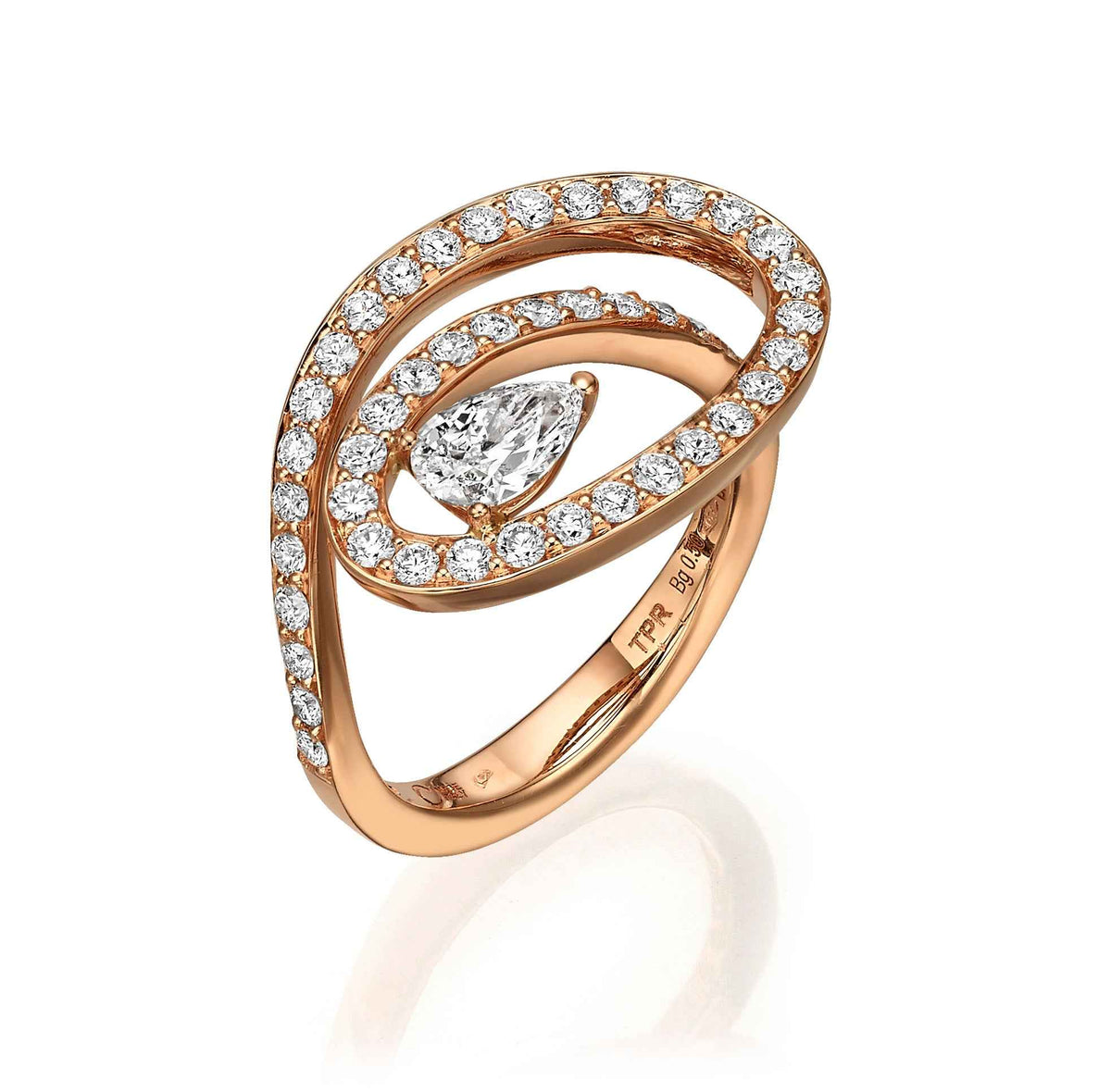 Pear Diamond Spiral Ring