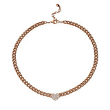 Heart Pave Chain Link Necklace