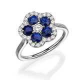Diamond and Sapphire Flower Ring