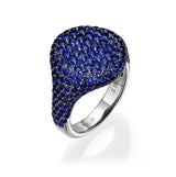 Blue Sapphire Signet Ring White Gold