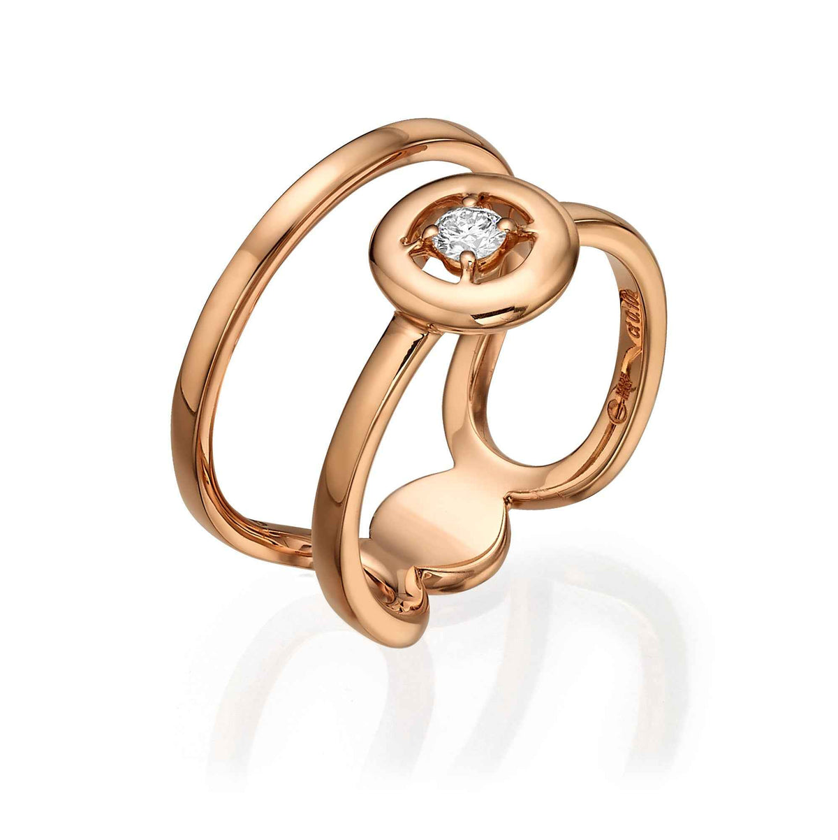 One Diamond Double Band Ring