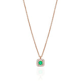 Diamond and Emerald Halo Necklace