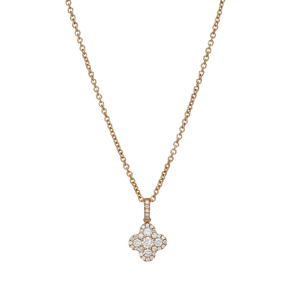 Diamond Clover Necklace rose gold 18k
