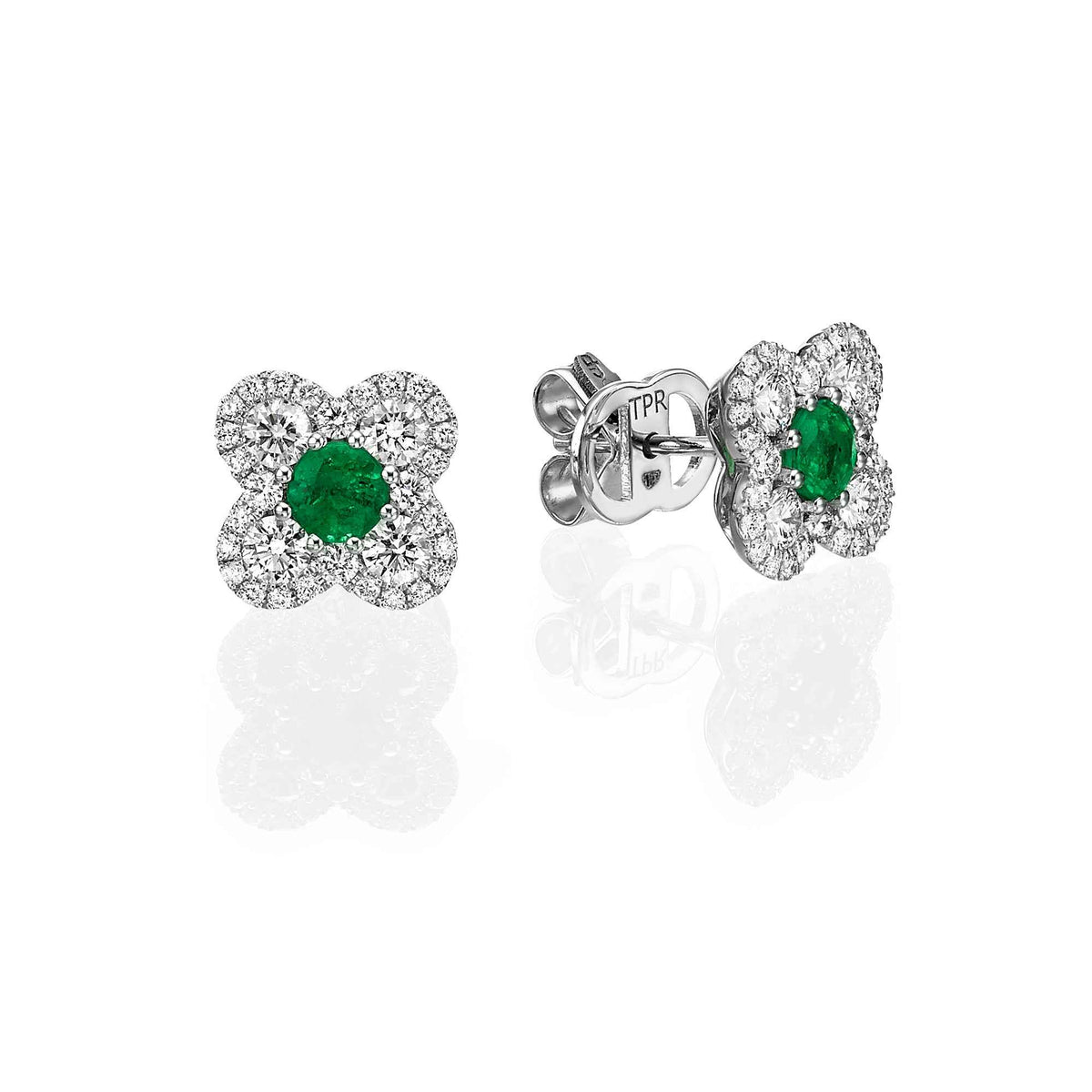 Emerald & Diamond Clover Earrings