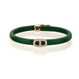 Diamond Anchor Leather Bangle Rose Gold