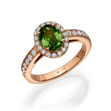 Oval Green Sapphire & Diamond Halo Ring