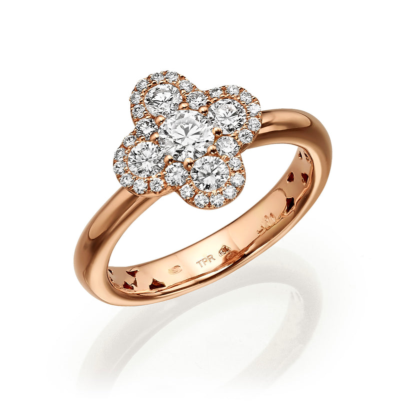 Diamond Clover Ring Rose Gold