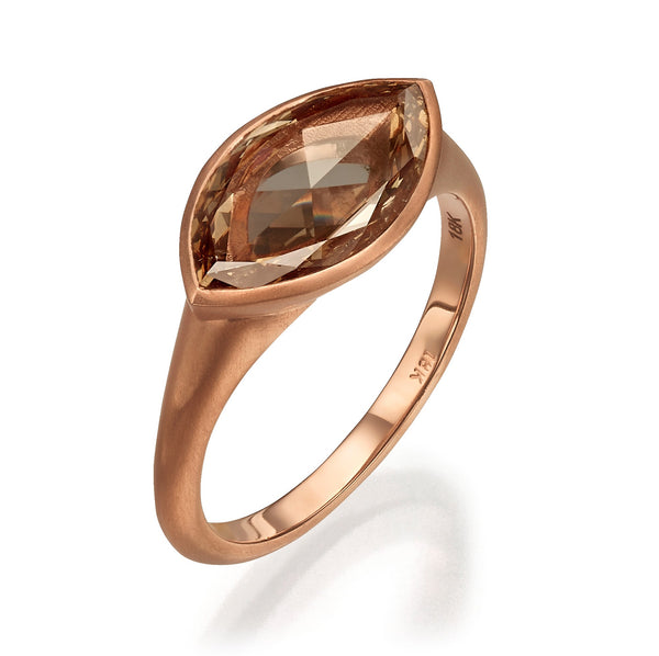 Brown Old-Mine Marquise Fancy Ring