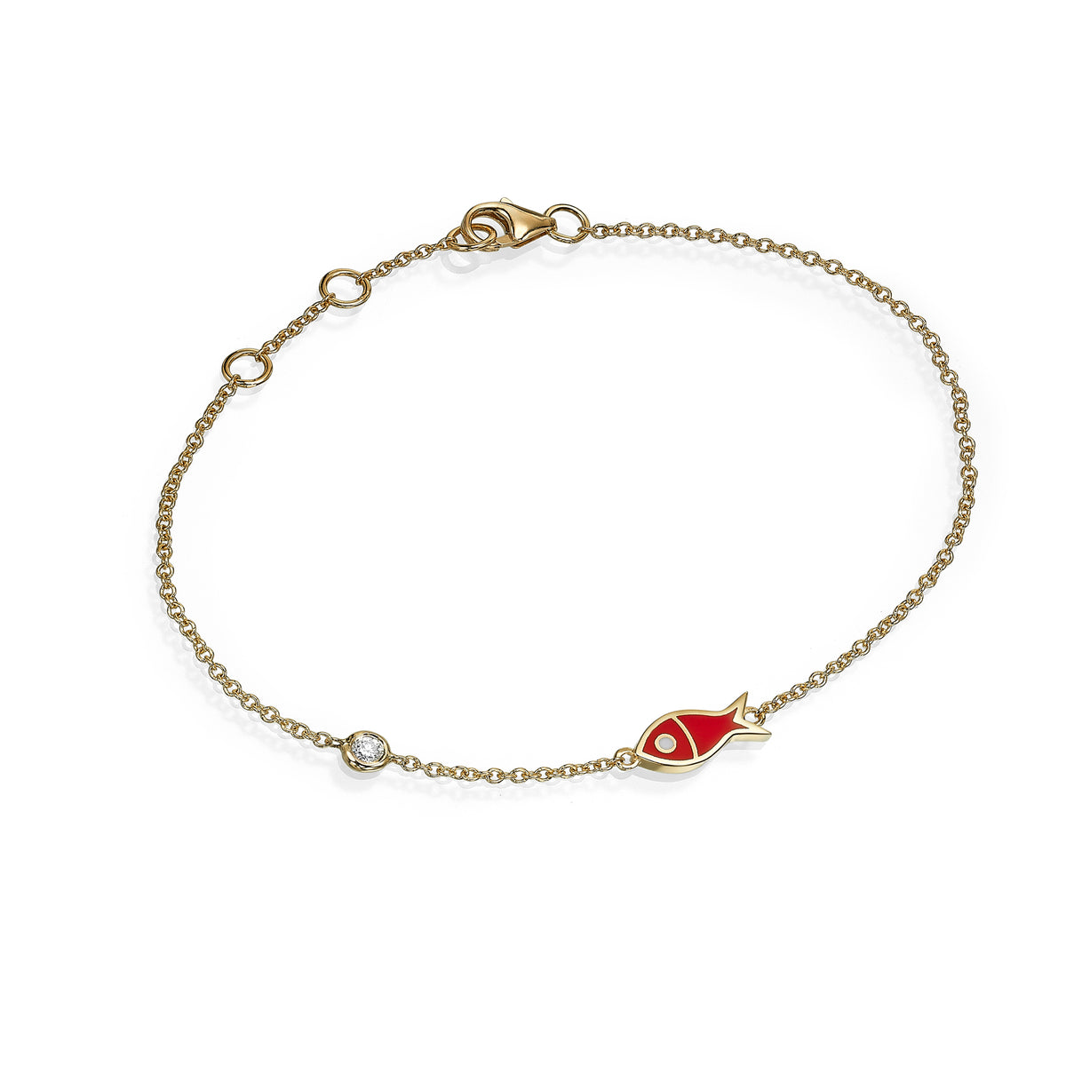Lucky Fish Bracelet with Diamond Bezel