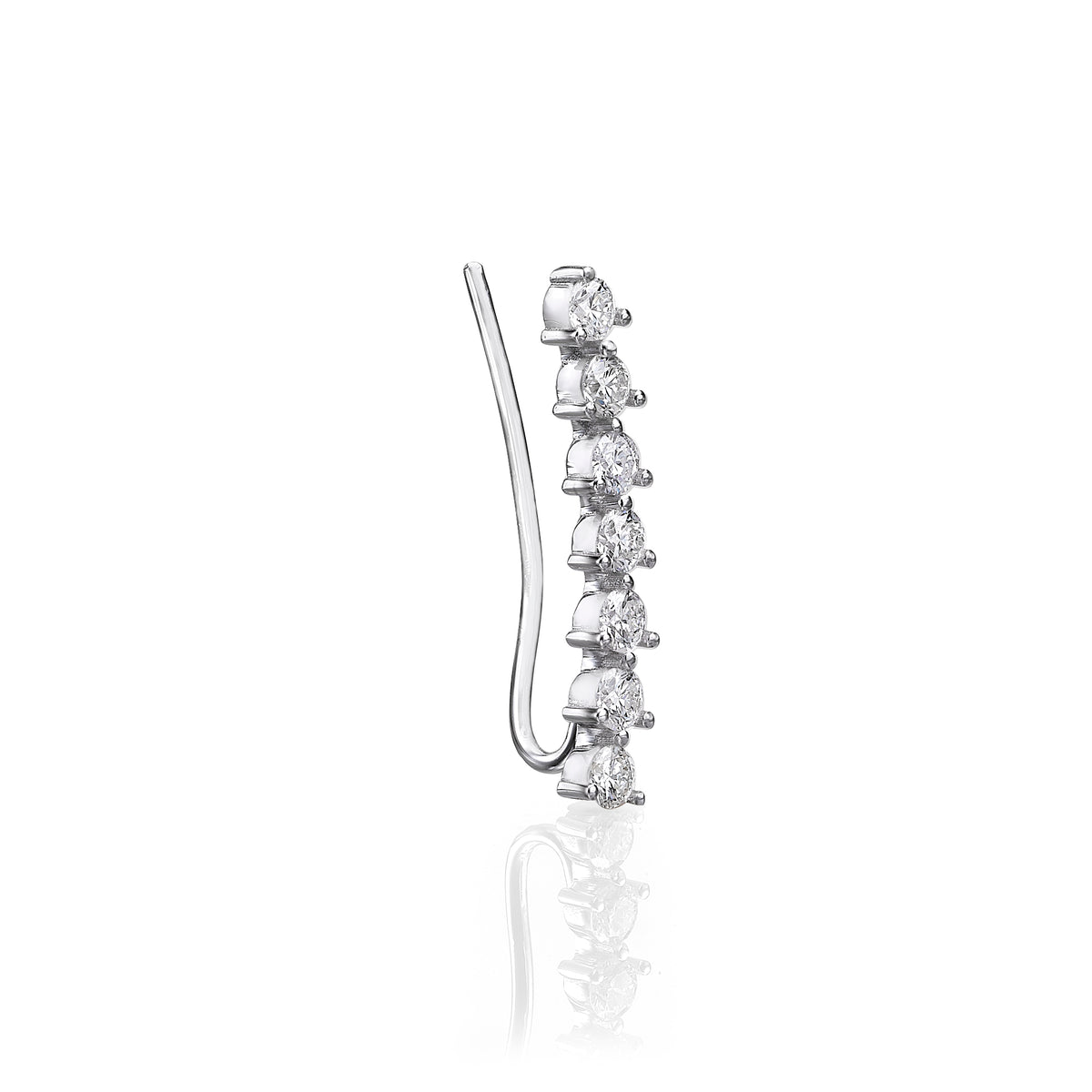Seven Brilliant Ear Climber 18k white gold
