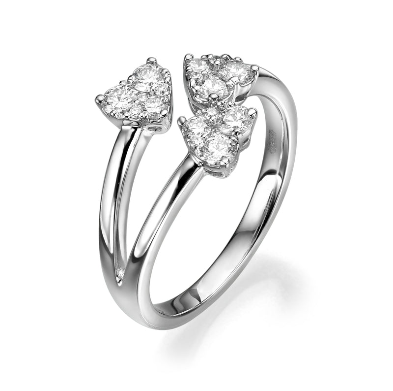 3 Diamond-Hearts Ring