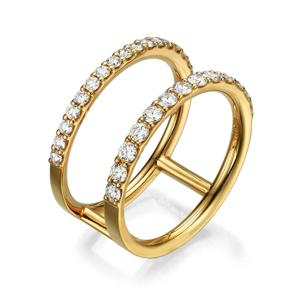 Double Band Diamond Ring yellow gold 18k