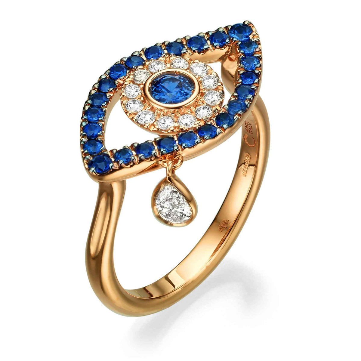 Evil Eye Diamond Drop Ring