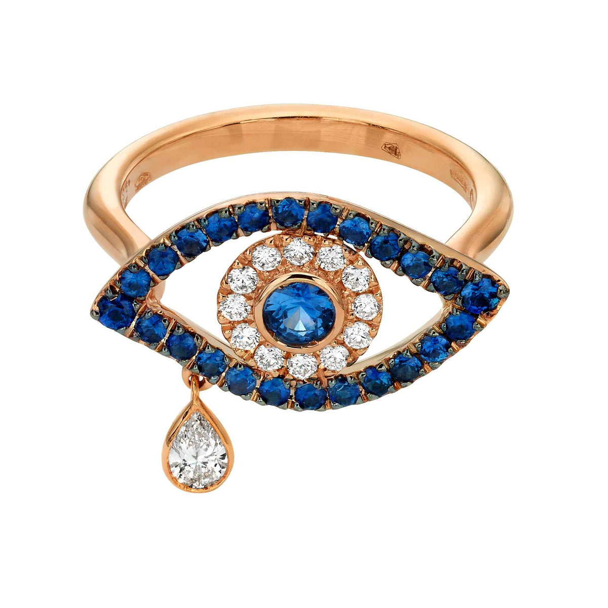 Evil Eye Diamond Drop Ring
