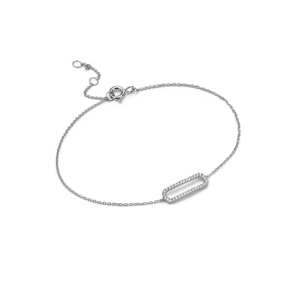 Diamond Rectangle Bar Bracelet 18k white