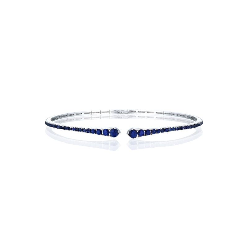 Sapphire bangle white gold fornt view