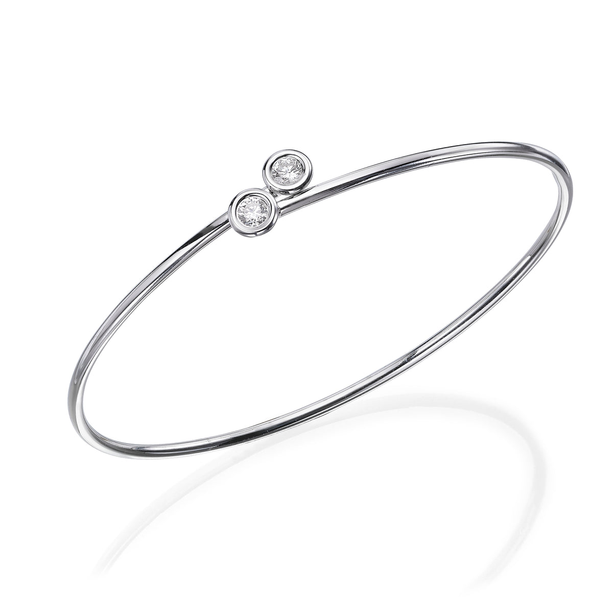 Diamond Endcap Flexible Bangle white gold 18K
