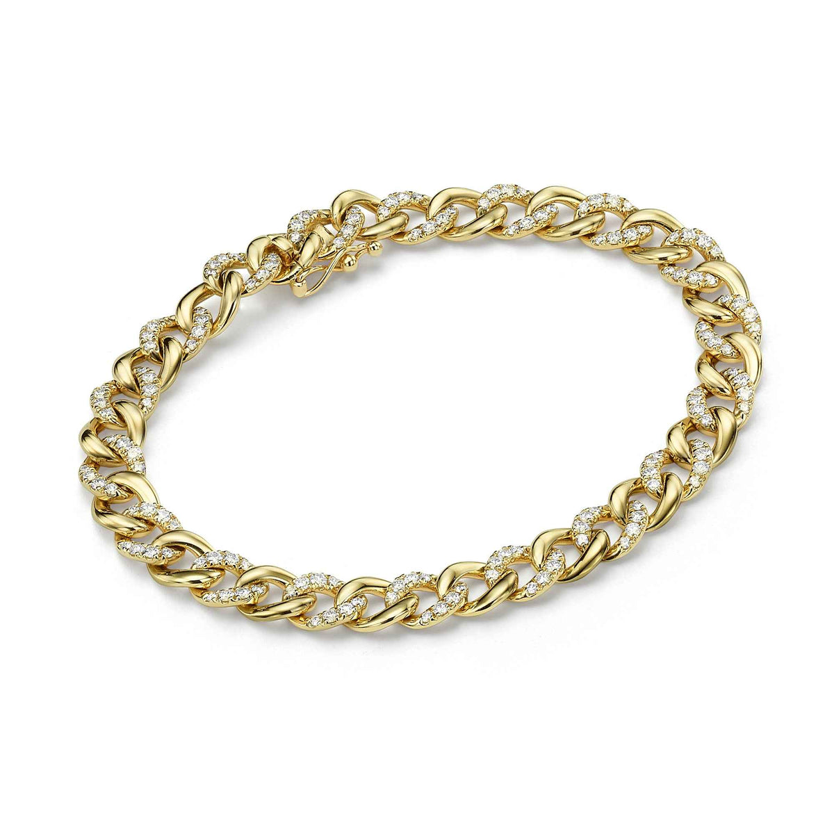 Half Set Pave Diamond Chain Link Bracelet