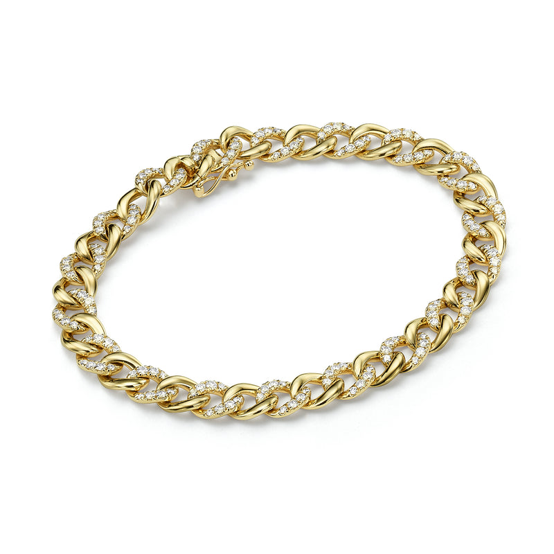 Pave Diamond Chain Link Bracelet Rose Gold 18k