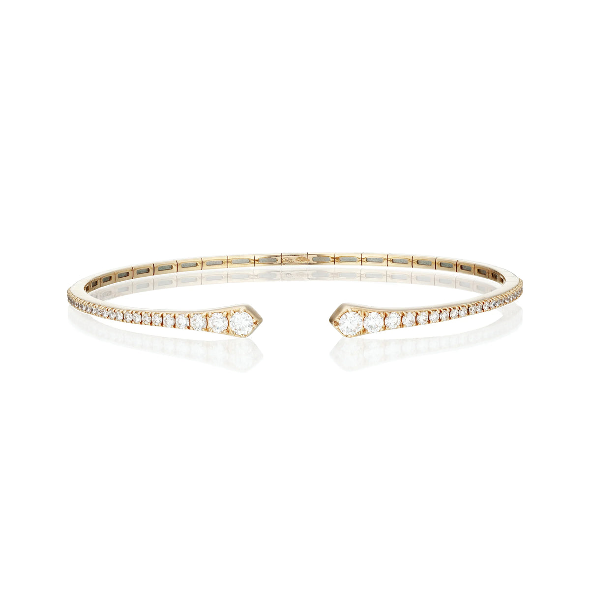 open diamond rose gold bangle front view