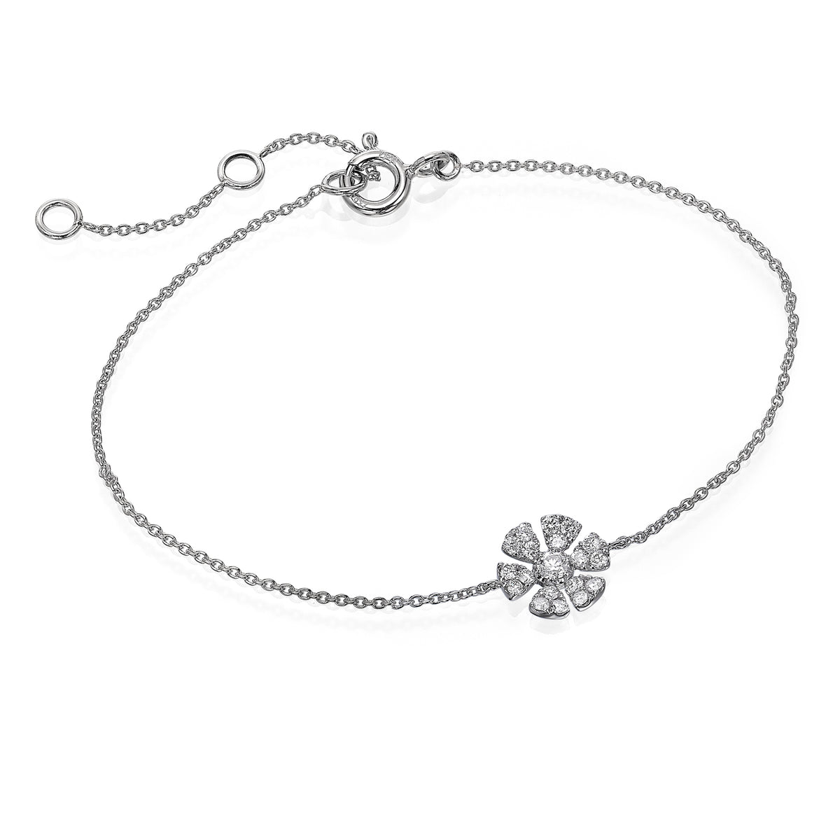 Diamond Flower Bracelet 18K White Gold