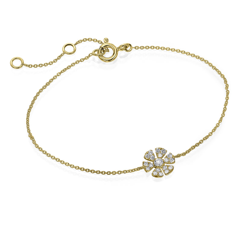 Diamond Flower Bracelet yellow gold 18K