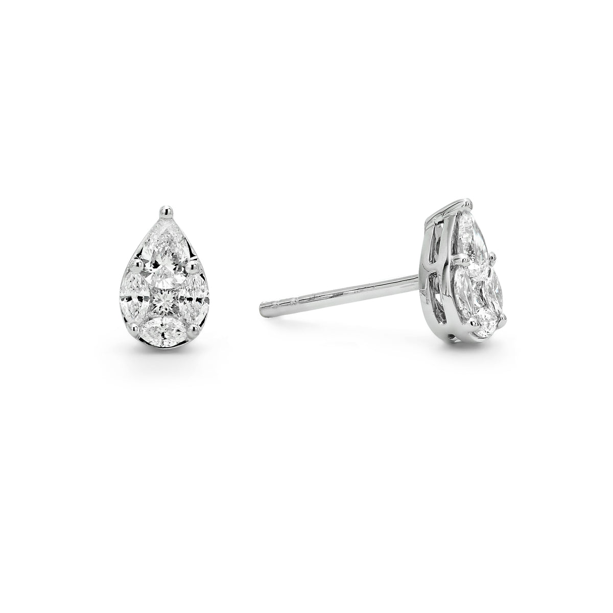 Pear Invisible Diamond Studs 