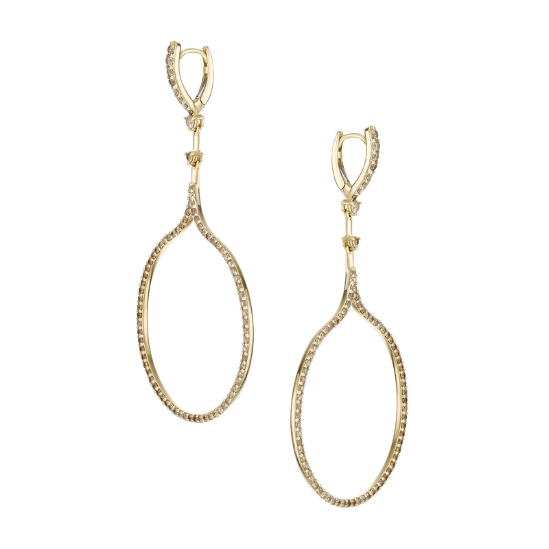 Brown Diamond Drop Earrings 18K gold  -sideview