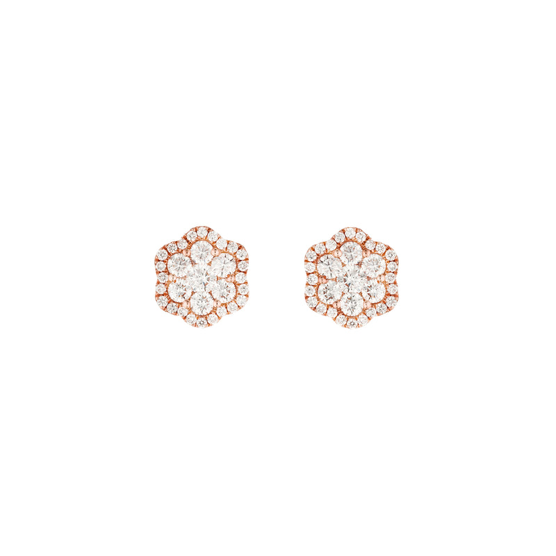 Diamond Pave Flower Earrings