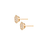 Diamond Pave Flower Earrings rose gold 18K with pin