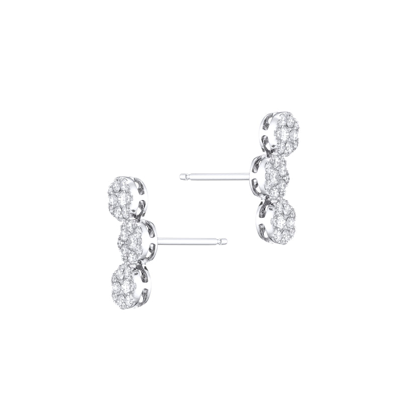 Diamond Circle’s Trio Earrings 18K white gold with pin
