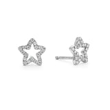 Pave diamond star earrings 18k white