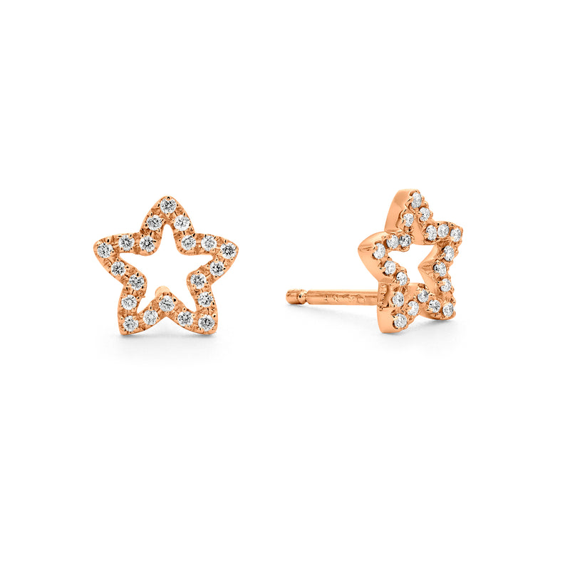 Pave diamond star earrings 18k rose gold