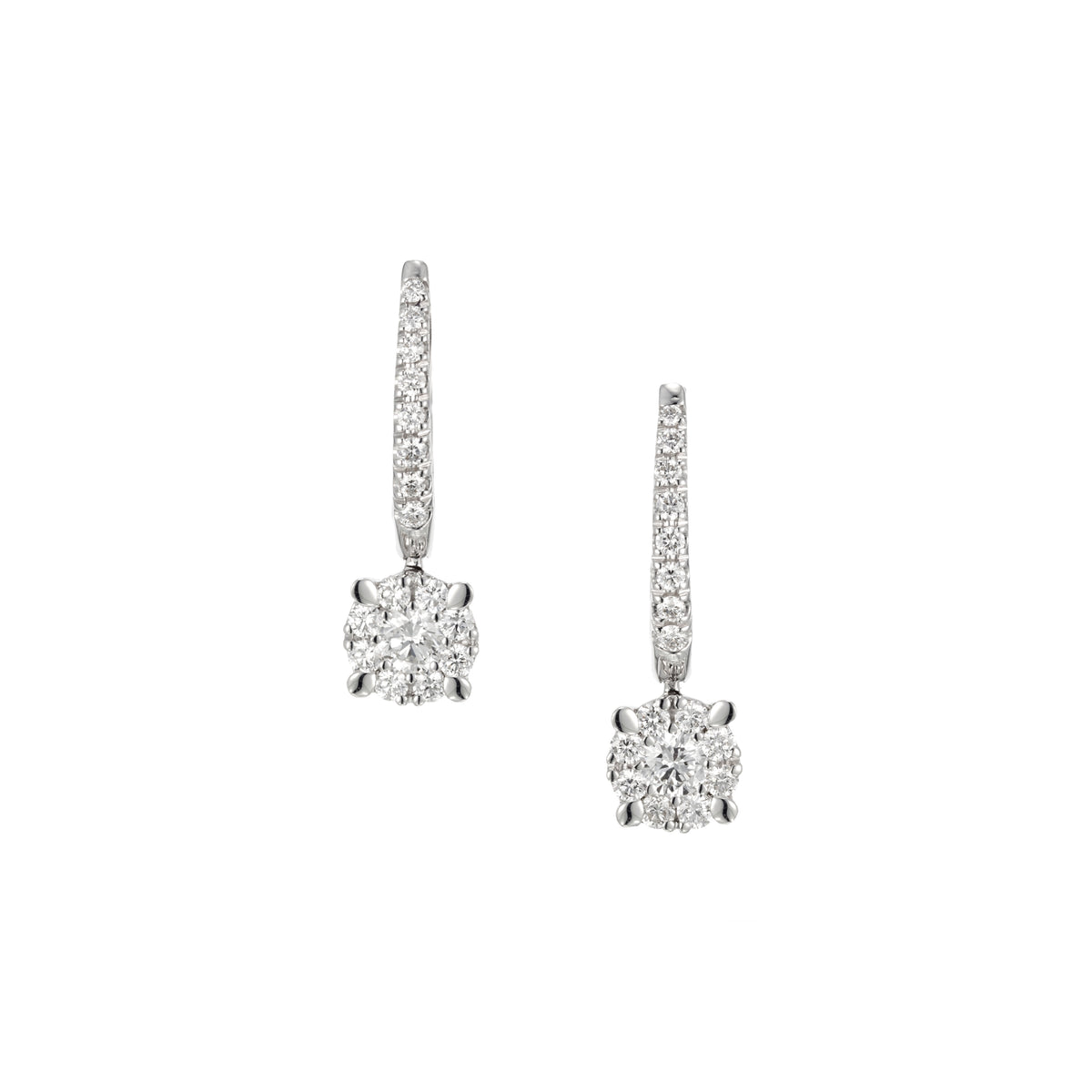 Mini Hoop Earrings With Diamonds Drop 18K white gold