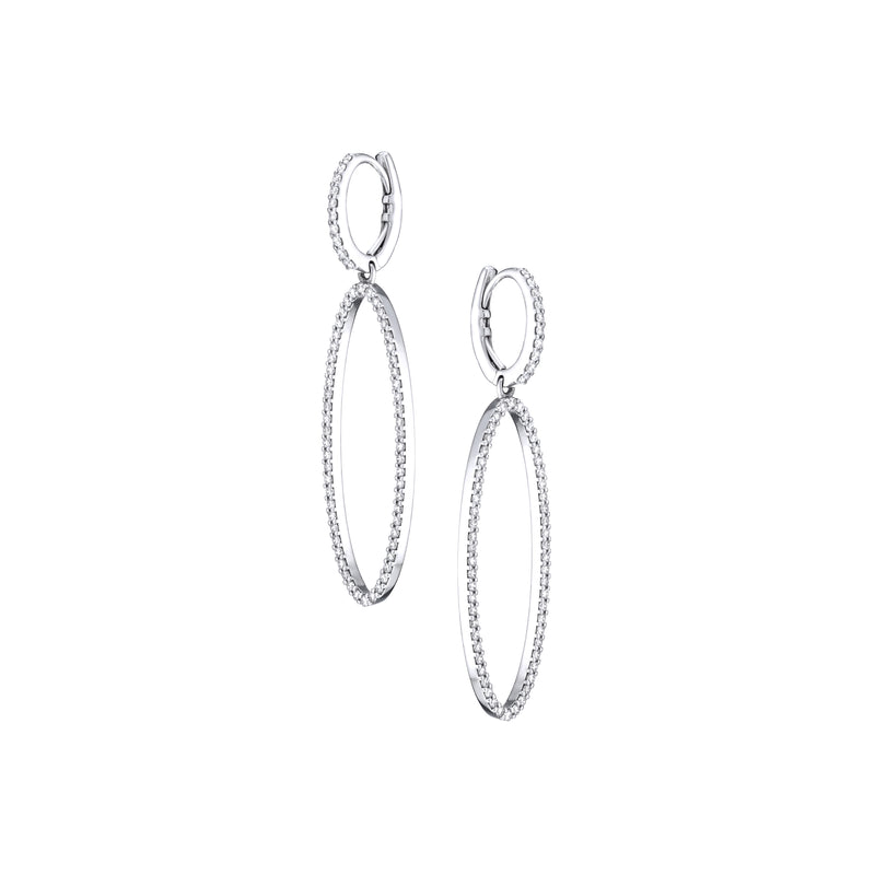 Drop Oval Hoops 18K white gold sdie view