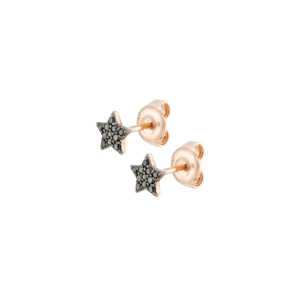 Black Diamond Stars Earrings 18K rose gold