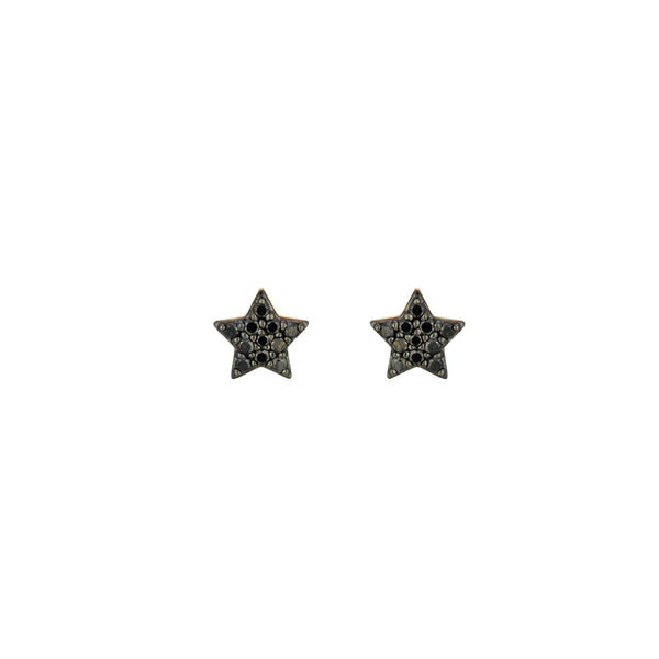 Black Diamond Stars Earrings 18K rose gold