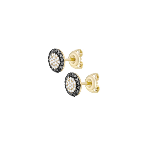 Black and White Diamonds Round Pave Earrings sideview