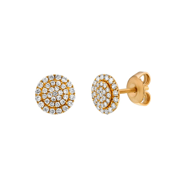 Pave Diamond Stud Earrings yellow gold 18K 