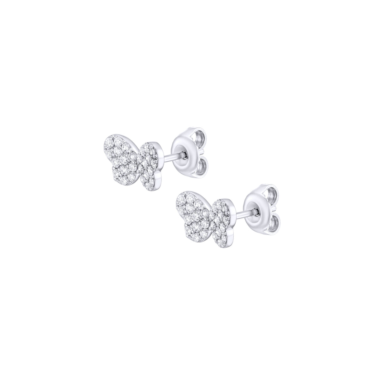 Pave Diamond Butterfy Earrings with clasp white gold