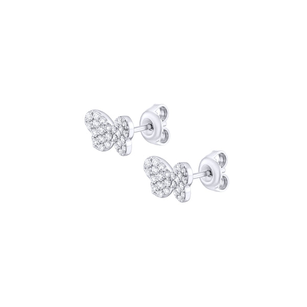 Pave Diamond Butterfy Earrings with clasp white gold