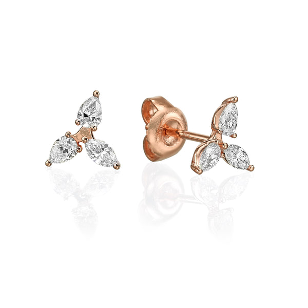 Diamond Triangle Earrings rose  gold 18K