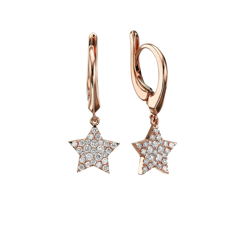 Diamond Star Earrings rose gold 18K