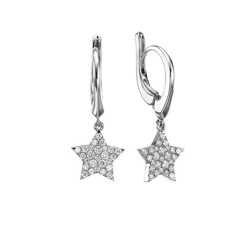 Diamond Star Earrings white gold 18K