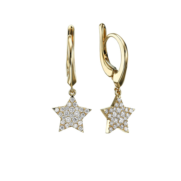 Diamond Star Earrings yellow gold 18K