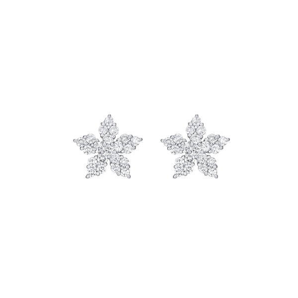 Diamond Snowflake earrings 18K white gold