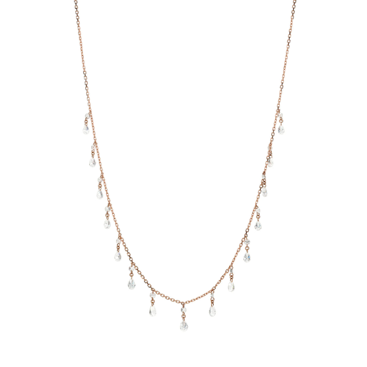 Invisble setting pear shabe diamonds rose gold 18K