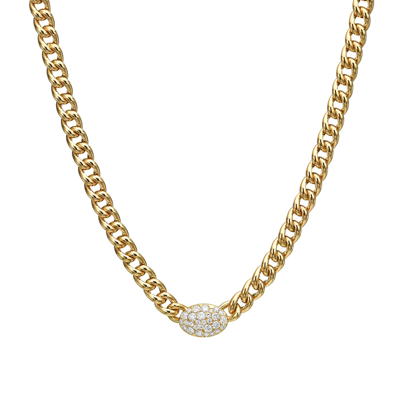 Oval Pave Chain Necklace
